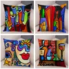 Pillow Case Abstract Painting Cushion Cover Decor Nordic Style Colorful Cartoon Girl Pillowcase Soft Plush Pillow Case for Sofa Home Car 220623