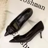 Dress Shoes 2022 NEW Women Sexy Party Night Club Metal Square Buckle High Heel Shoes Shallow Black Pumps Fashion Party Shoes Mujer G220425
