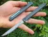 Främjande avancerad flipperficka kniv VG10 Damascus stål Drop Point Blade G10   Kolfiberhandtag Kullager Fast Open Folding Knives