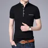 Moda polo camisa mens verão mandarim colarinho fino ajuste botão de cor sólida respirável polos casuais roupas masculinas 220614