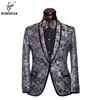 Vente en gros - 2022 Marque Vêtements Costume Veste Costumes personnalisés pour hommes Argent Motif décoratif Pantalon d'affaires Ceket Mariage Blazer S-2XL