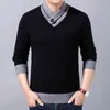 Men Sweater Hoge elasticiteit Stijlvolle knopdecoratie Formele voorjaarstrui L220730