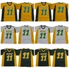 Nik1 NCAA North Dakota State Bison NDSU Carson Wentz College Football Jerseys Cheap #11 Carson Wentz University Football Shirts Yellow Green