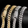 Cadenas Hip Hop Claw Setting CZ Stone Bling Out 12mm Square Cuban Miami Link Collar de cadena para hombres Rapper Jewelry Drop ChainsChains