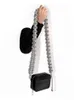 Big Pleated Rhinestone Chain Crossbody Bag for Women Sparkling Crystal Square Shoulder Purse Luxury Party Evening Handbag 220616