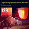 Outdoor Solar Powered and Waterproof PIR Sensor Repeller Motion Activated with Flashing LED Light and Sound Effectively Scares Away Cats Dogs Foxes Birds