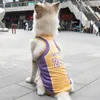 Apparel Vest Basketball Dog Jersey Cool Breathable Pet Cat Clothes Puppy Sportswear Spring Summer Fashion Cotton Shirt Lakers Large Dogs XXL