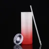 Gobelet à sublimation de 25 oz en verre peut dégradé de couleur créative paillettes forme bouteille avec couvercle et paille été droite Drinkware Juice Cup SN4529