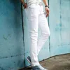 Jeans pour hommes Hommes en gros 2023 Mens Streetwear Mode Casual Blanc Skinny pour garçon Mâle Stretch Twill Vêtements Adolescents École