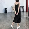 Sexy mujer Maxi vestido negro Sling vestido femenino verano sin mangas con cuello en V chaleco largo vestidos de mujer 220406