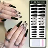 Faux ongles 24pcs patch artificiel strass incrusté de colle type amovible long paragraphe mode manucure style français conseils d'ongles Prud22