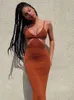 Kryptograficzne paski spaghetti seksowne backless maxi sukienka letnie wakacje es imprezy klub elegancki pusty sundress 220629