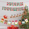 Julbannrar papper hängande flaggor Santa Claus Snowman Deer Xmas Tree Bunting Garland Merry Decorations For Home 03 Y201020