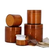 50g 100g 200g 300g 500g Amber Brown PET Plastic Jars Containers for Cream Lotion Mask Cosmetic packaging