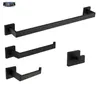 Conjuntos de hardware de banheiro preto de banheiro preto Conjuntos de papel higiênico Towel Towel Tarel Ring Robe Robe Towel Rack Set Kit. T200425