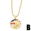 Pendant Necklaces FLOLA Enamel USA Flag Necklace For Women Men Copper Zircon 4th Of July Fashion Gold Plated Jewelry Gifts Nkeb228