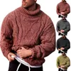 Mode hommes automne hiver torsion tresse tricoté pull col roulé pull poulain épais L220801