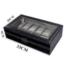 Cajas para relojes, caja de 12 rejillas de cuero PU, estuche protector interior gris, organizador equipado con un candado con palabra, joyería, regalo para mujer