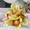 4Pcs/bundle white orchid Flower wedding bridal bouquet mariage latex artificial flowers DIY scrapbook flores artificiales house decor