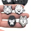 1 sztuk Czarny Biały Zwierząt Głowy Tiger Wolf Lion Buty Charms Akcesoria Klamry Dekoracje Diy DIY Nadgarstek Croc JIBZ Kids Prezent