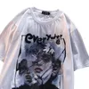 Harajuku hip hop vintage figura impressa retro camiseta homens de manga curta camiseta feminina verão bf roupas casuais tops streetwear 220708