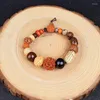 Brins de perles été hommes femmes Rudraksha perles de bois poignet élastique grand Bracelet classique 18 Type hommes brin bouddhisme bijoux Fawn22