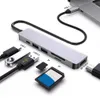 6 I 1 USB Type C Hub med HD-MI för MacBook Pro Laptop Dongle PD Fast Charging Docking Station 2*USB3.0, SD/TF för Apple/Dell/HP/Surface/Lenovo Laptops