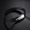 Bracelets de charme Bracelete de couro cruzado para homens 3 cores preto marrom marrom azul aço inoxidável Presente de fecho magnético preferido em