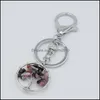 Arts et artisanat porte-clés en pierre de cristal naturel arbre de vie pendentif porte-clés à la main pour femmes fille sacs de voiture A Sports2010 Dhct9