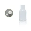 Imballaggio Bottiglia di vetro Spalla tonda Colletto bianco Pompa per lozione bianca Coperchio trasparente con tappo Contenitore per imballaggio cosmetico ricaricabile portatile 40 ml 100 ml 120 ml