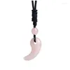 Pendentif Colliers Style Ethnique Tissage À La Main Rose Rose Quartz Noir Corde Chaîne Collier Bleu Sable Pierre Comma Forme Jewelry1