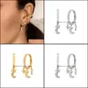 Hoop hie kolczyki biżuteria moda mała gwiazda księżyca mikro inkrustowana kropla dla kobiet Wedding Ears Akcesoria Wiselant Dangle Dostawa 2