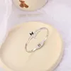 Bangle Koaem Stainless Steel Jewelry Crystal Bracelets Black White Butterfly For Women's Love Wedding Gifts WholesaleBangle