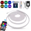 Şeritler Bluetooth RGB Neon Strip Esnek Halat Işıkları 12V 3535 Işık İşareti IP67 Uygusu Geçirmez Şerit 96leds/M Esnek LED STRİSEL