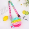 Silicone Rainbow Pop Messenger Bag Straps for Kids Adults Simple Dimple Bubble Push Sensory Cross Body Bags Decompression Shoulder Bags8087215