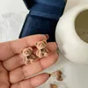 2022 Korean Kawaii Funny Bow Bear Stud Earrings Cute Plush Statement Dainty Earring for Women Girl Cartoon Animal Jewelry