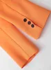 2022 printemps mode femmes Orange Long costume pièce ensemble un bouton veste dames décontracté bureau Blazer pantalon droit L220714