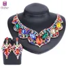 Fashion Crystal Bridal Party Necklaces Earrings Jewelry Sets For Women Rhinestone Geometric Choker Water Drop Chain Collars Sets