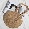 Summer Street Fashion Straw geweven tas klassieke schoudertas strand vakantiebassen grote capaciteit lederen handvat handtas lichtgewicht G220531