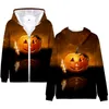 Herrtröjor tröjor Creative Happy Halloween 3D Print Boy Girl Zipper Sweatshirt Autumn Winter Men Women Jackets Hoody O Fashionmen '