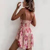 Foridol casual floral boho الأنيقة الفرنسية دريس الوردي زهرة الطباعة البوهيمية نمط الصيف فستان صغير 220601