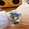 Montre pour homme Mouvement mécanique à remontage automatique Surface en verre Bracelet en cuir Boîtier en acier inoxydable Cadran en céramique Diamètre de la surface 46 Épaisseur 13