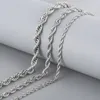Silver 4mm/6mm/8mm 24inch rostfritt stål Singapore Twist Rope Chain Necklace For Mens Women Jewelry High Polished