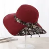 Vrouwen Fashion Foldable Beach Hat met Bowknot Zomer Wide Bim Print Floral Cap UV Protection Sun Hats Agkgl