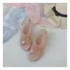 Sandals Mr Co Clear Heels Slippers Women Summer Fashion Transparent Coarse-Heeled Jelly Shoes High Candy Shoe Cross StrapSandals