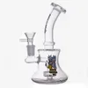 Base per bicchiere di vetro spesso 6,8 pollici Bocchino di ghiaccio colorato Bocchino per narghilè Dab Rig Recycler Gorgogliatore Tubi d'acqua con tubo per bruciatore di olio in vetro maschio da 14 mm e ciotola per tabacco