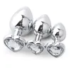 3PCS/Package Metal Butt Plug Heart Anal Beads Stimulator Stainless Steel Crystal Jewelry Smooth Touch Anal adult male sex toys 220413