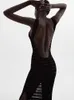 Women Sexy Hollow Out Backless Slit Knitted Dress Summer Fashion Casual Solid Bodycon Sleeveless Female Resort Wear 220629