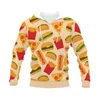 Autumn/winter New 3D Fast Food Print European and American Men's Loose Pullover Hoodie 009