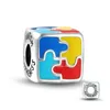 925 Sterling Silver Dangle Charm Penguin Rubik 's Cube Puzzle Bead Bead Bead Fit Pandora Charms 팔찌 DIY 보석 액세서리